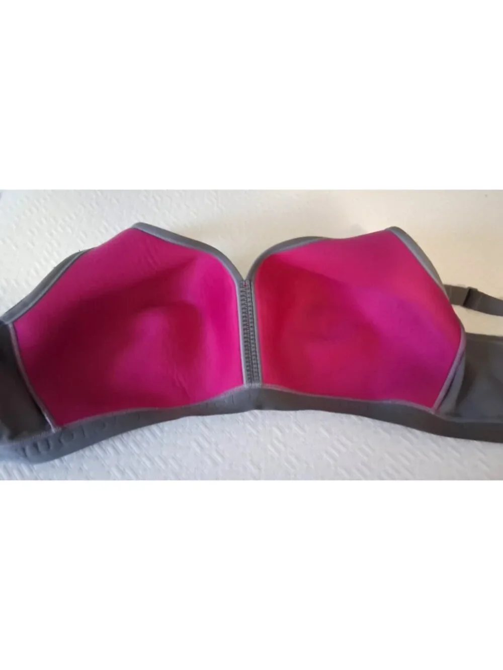 Cacique lightly lined no wire gray pink lace bra 44F (DDD)